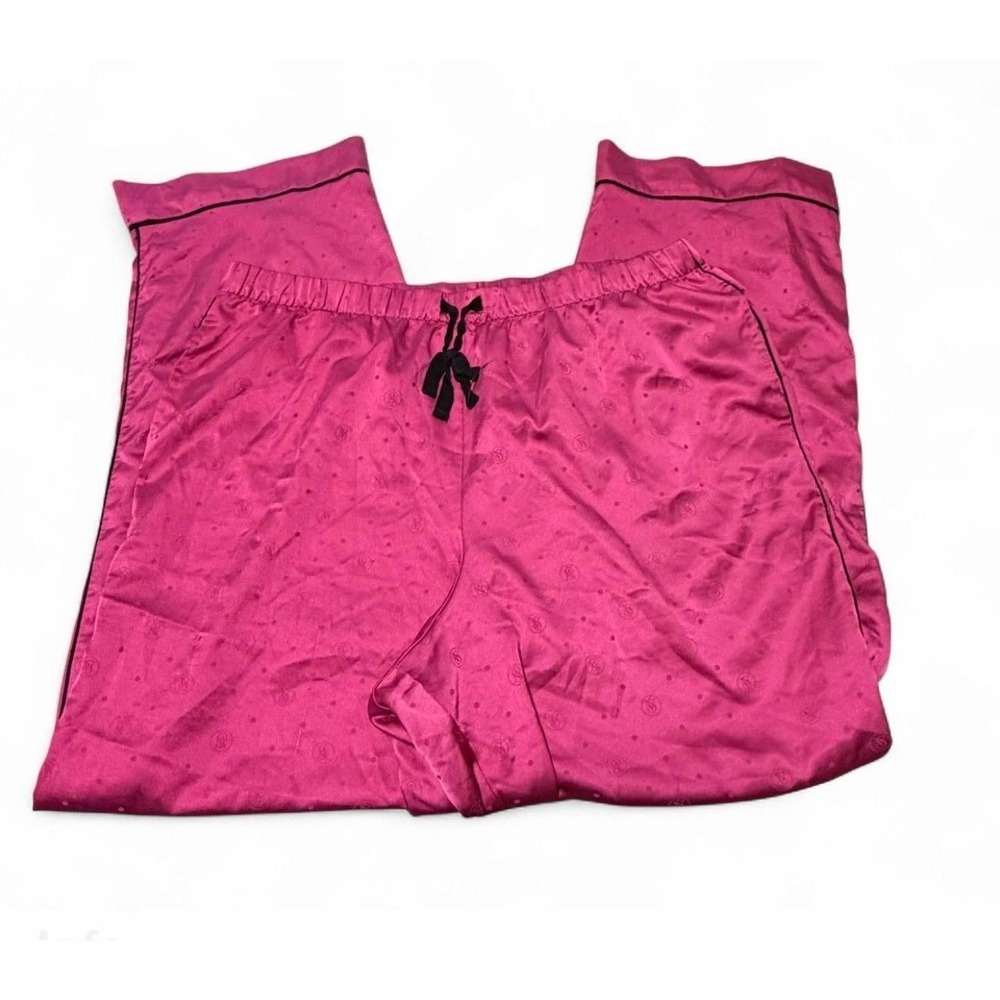 Victoria's Secret Pink Satin Pajama Lounge Pants XL Logo Monogram Drawstring